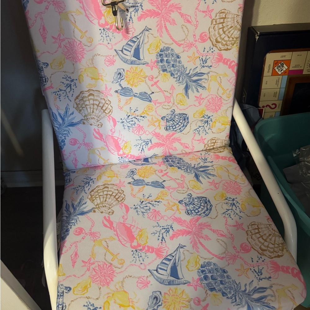 Lilly Pulitzer Pink and Blue Tropical  beach Chair